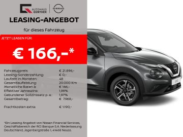 Nissan Leasingangebot: Nissan Juke N-CONNECTA 114PS 6MT Winter/Carplay/RFK