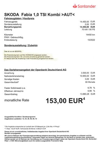 Fahrzeugabbildung Skoda Fabia Combi 1,0 TSI Best of >Automatik/SmartLink