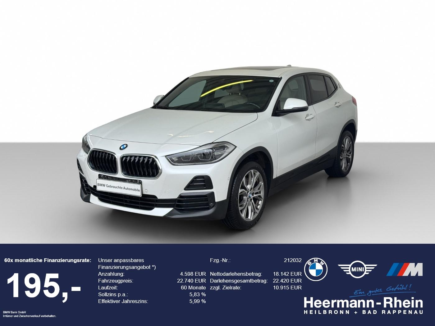 BMW X2 sDrive20dA Navi.LED.HUD.PGD.RFK.ParkAss.Drive