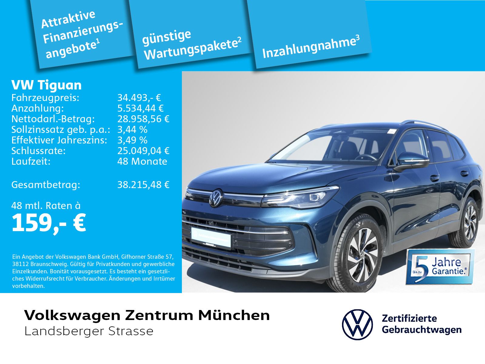Volkswagen Tiguan Life 2.0 TDI AHK ACC LED IQ.Drive Navi Ar imagem 2