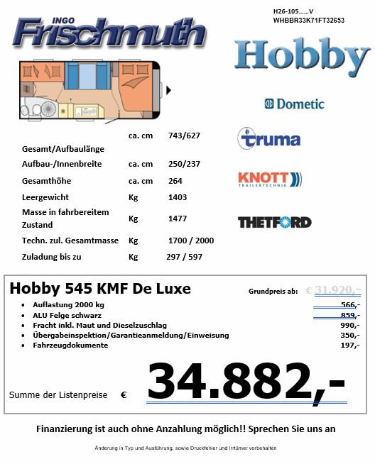 Hobby 545 KMF Excellent Edition, Alu Schwarz