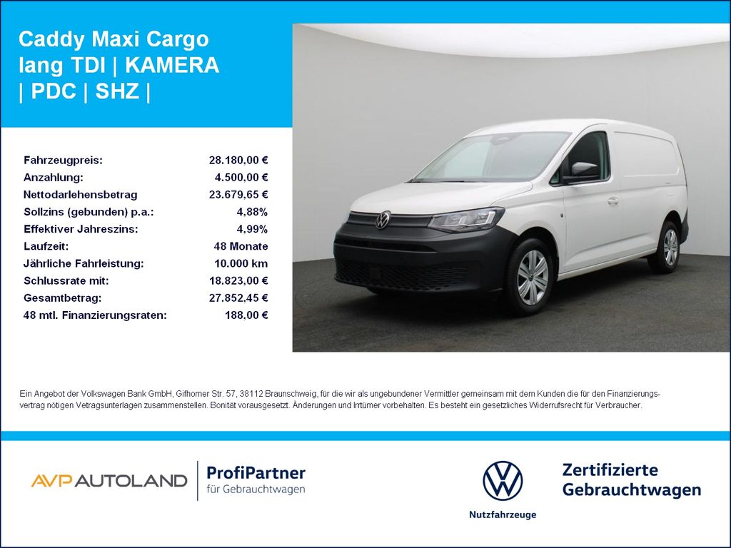 Volkswagen Caddy Maxi Cargo lang TDI | KAMERA | PDC | SHZ |
