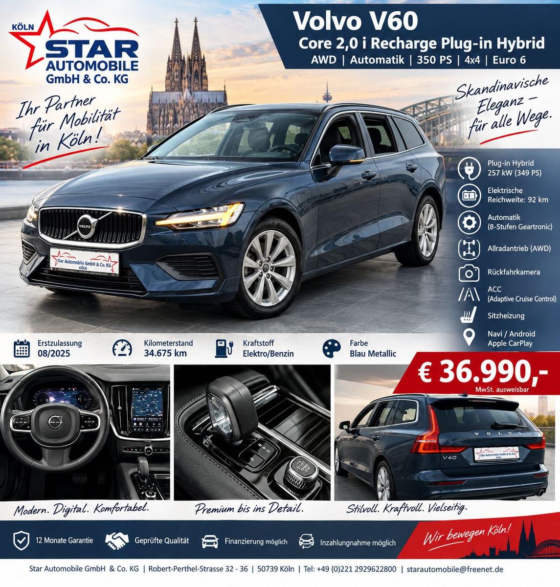 Volvo V60 Core 2,0 i Recharge Plug-In Hybrid T6 AWD E6, миниатюра 2