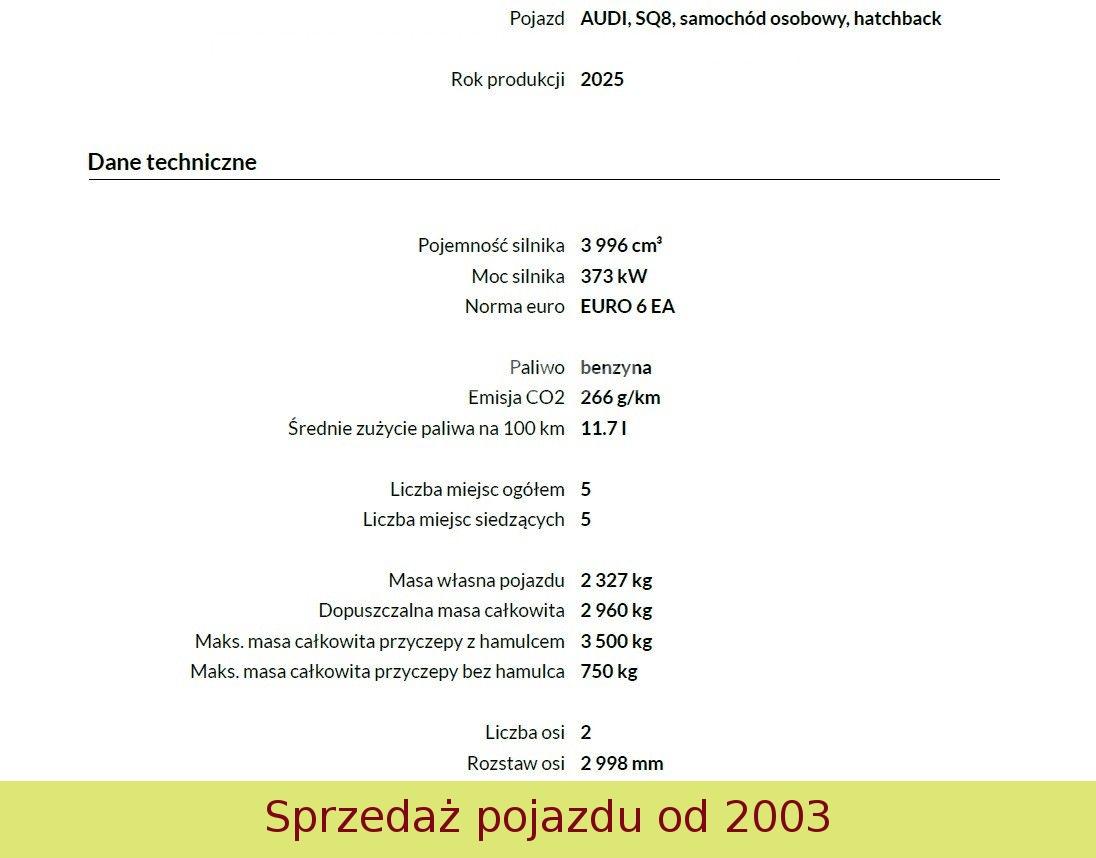 Audi 2025 SQ8 TFSI quattro tiptronic WARSZAWA