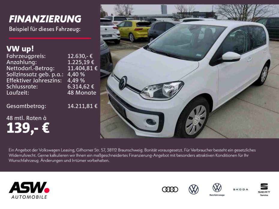 Volkswagen up! move UP! 1.0 MPI Klimaauto SHZ PDC RFK GRA