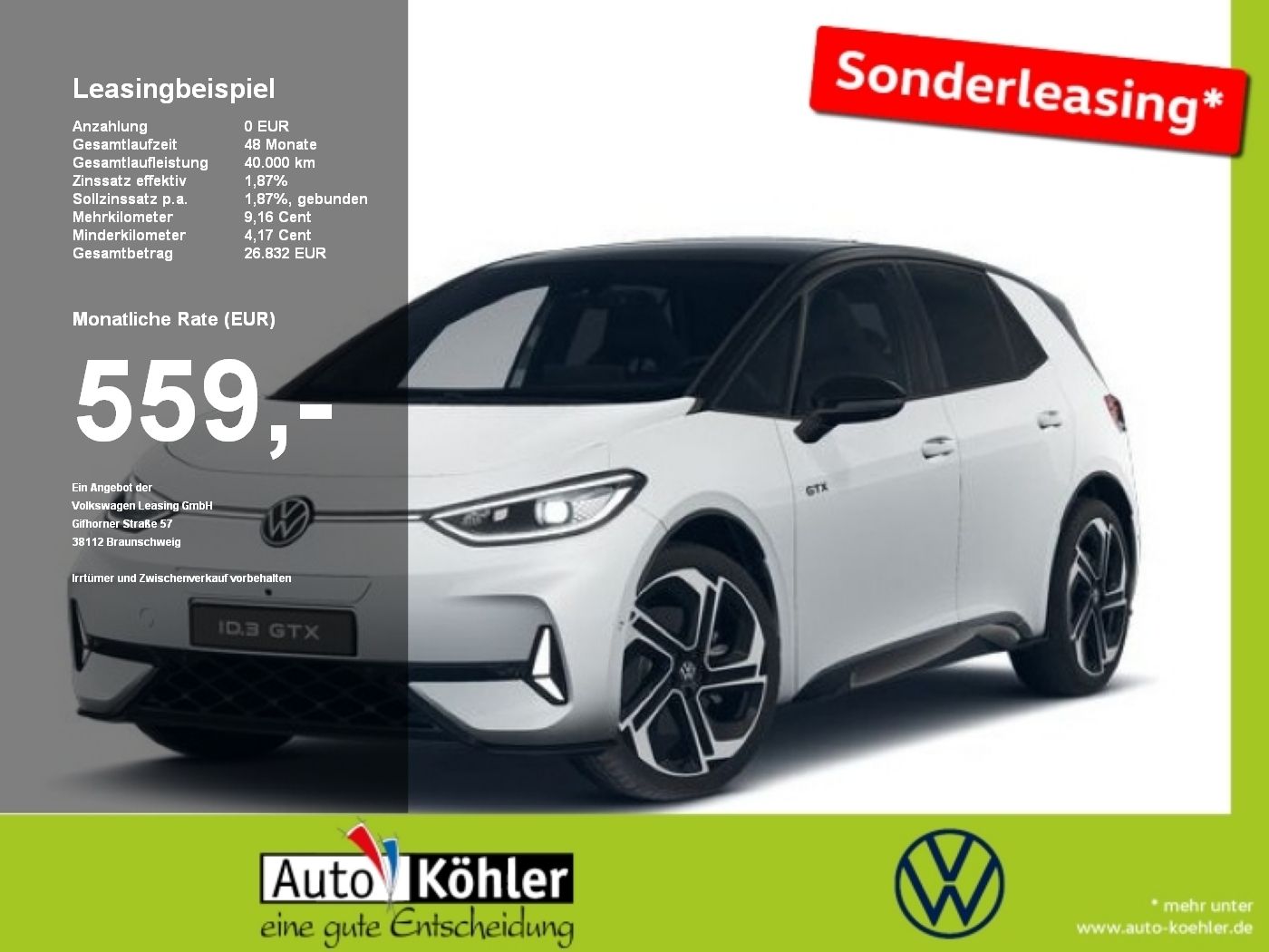 Volkswagen ID.3 GTX Performance 79 kWh Anschlussgarantie CC