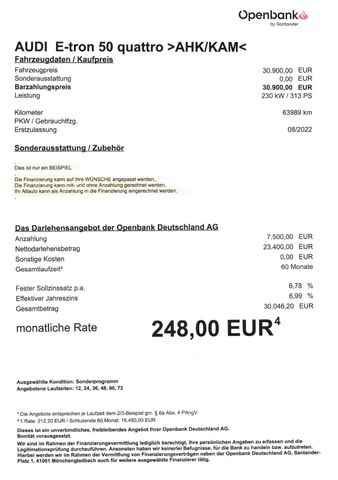 Fahrzeugabbildung Audi e-tron 50 quattro >AHK/LEDER/KAM/NAV/SHZ<