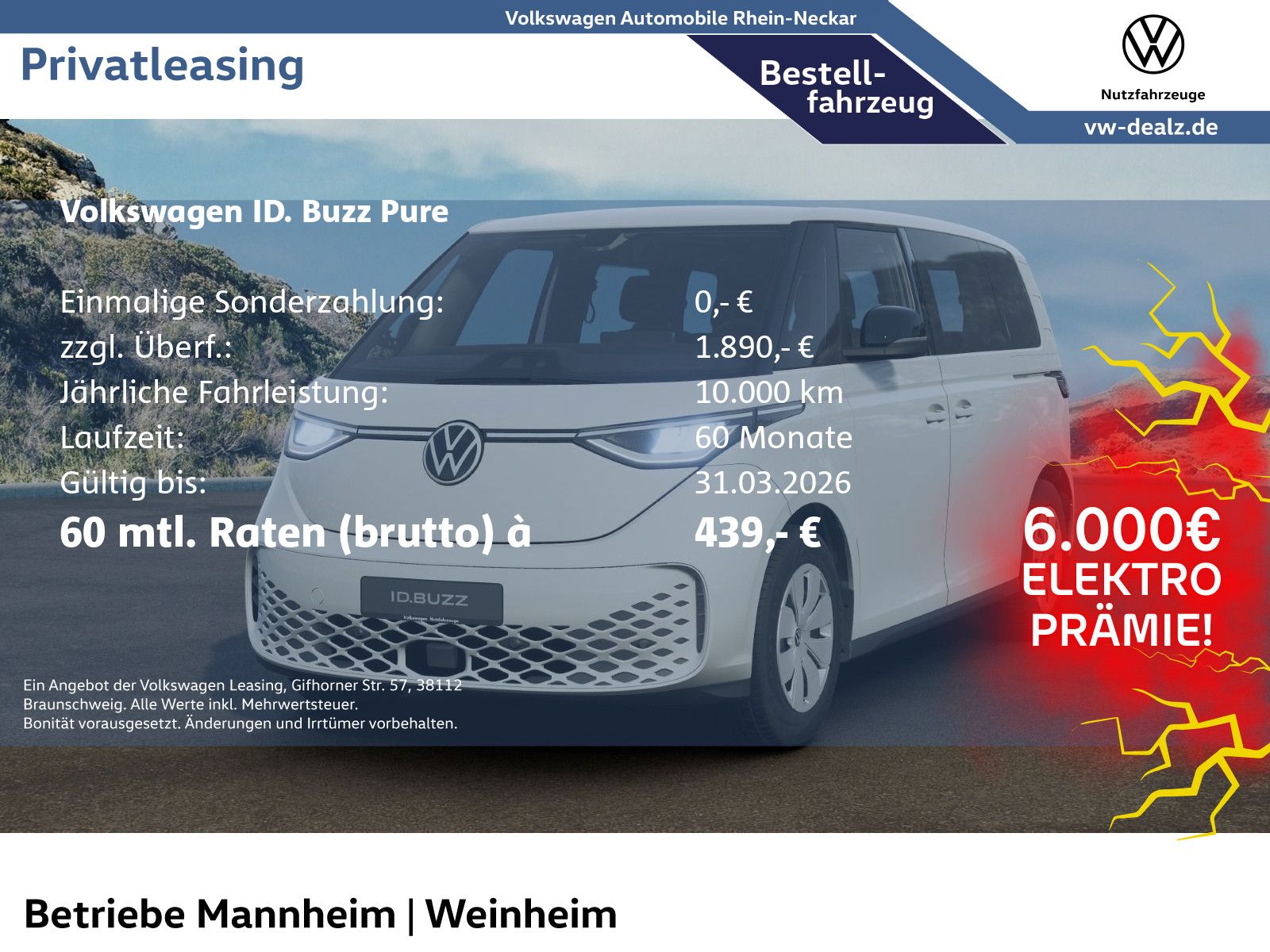 Volkswagen ID. Buzz Pure  !! € 6000.- E-Förderung !!