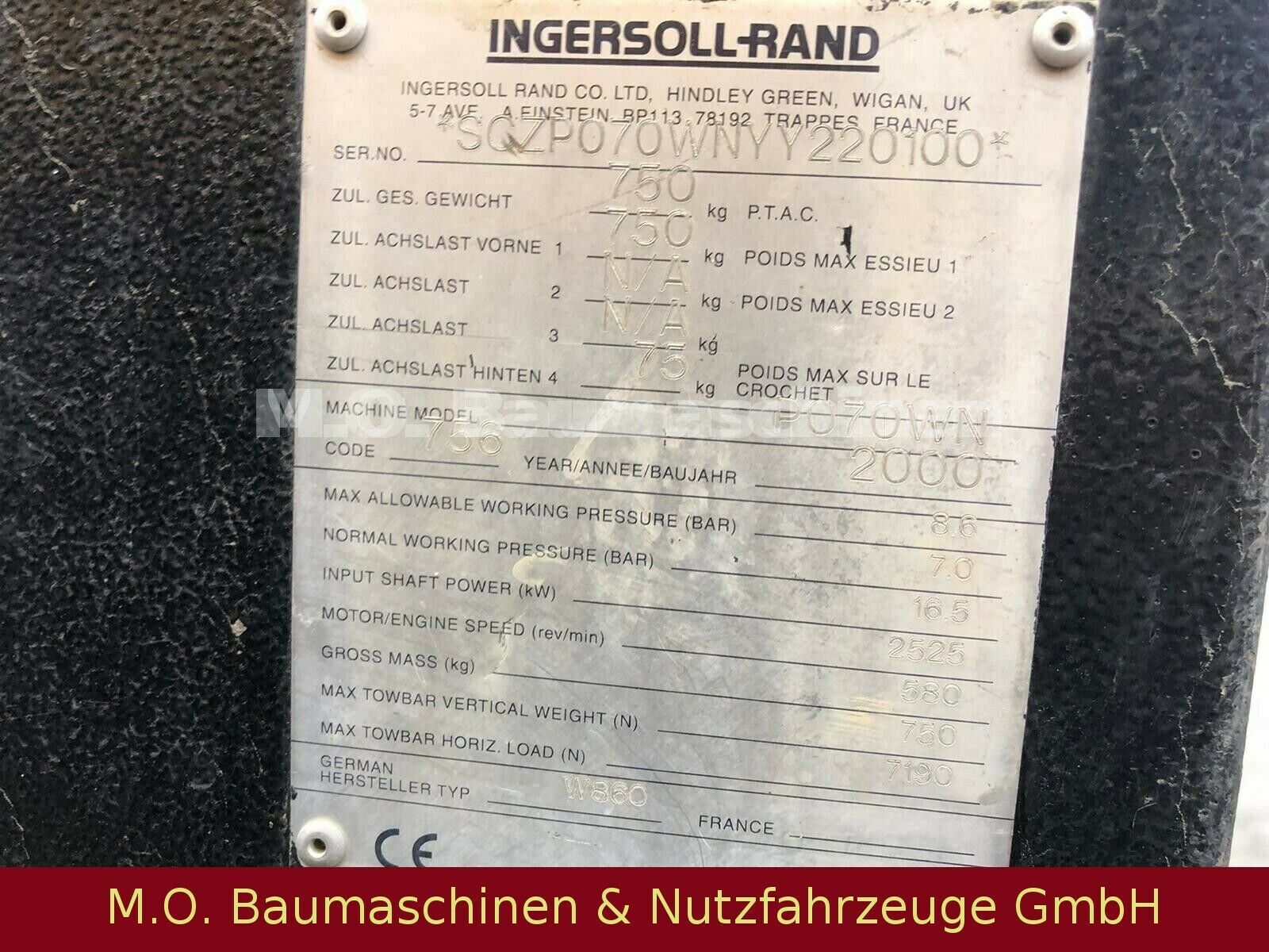 Fahrzeugabbildung Andere Ingersoll-Rand / Kompressor / 7 bar / 750 Kg