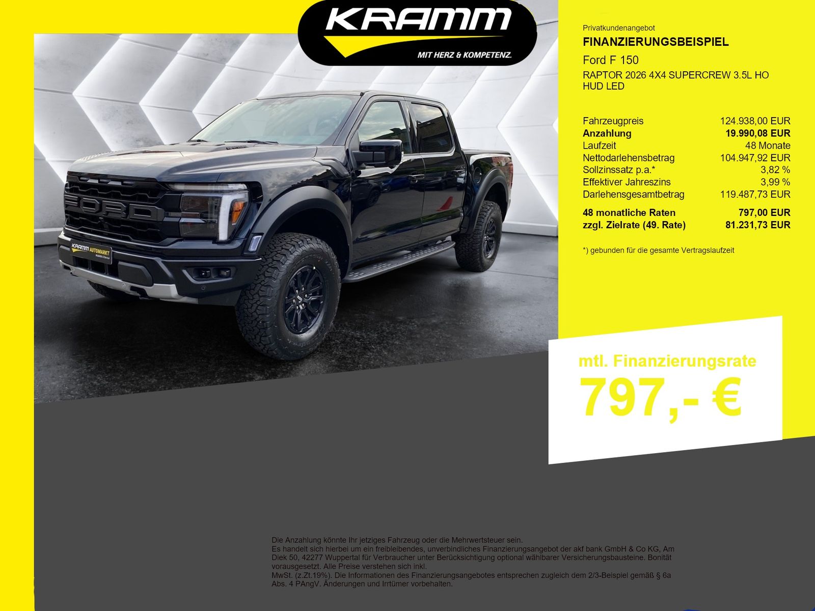 Ford F 150 RAPTOR 2026 4X4 SUPERCREW 3.5L HO HUD LED
