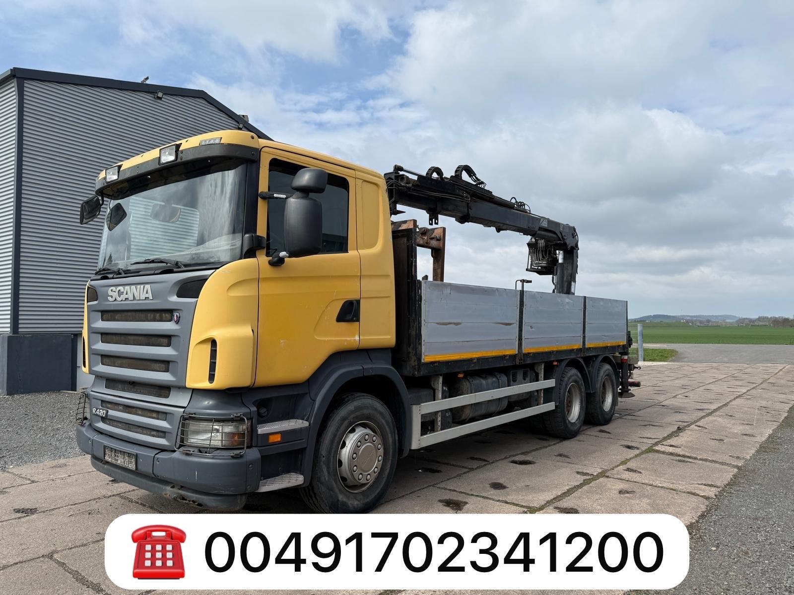 Scania R420-Full-Steel-manuell-Baustoff-Stanklima-HIAB