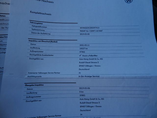 Fahrzeugabbildung Volkswagen Passat Variant Comfort/1.Hd/SitzH/AHK/59TKM/150P