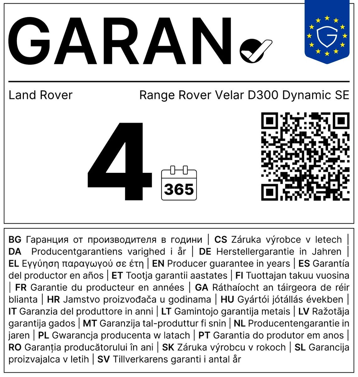 Fahrzeugabbildung Land Rover Range Rover Velar D300 Dynamic SE