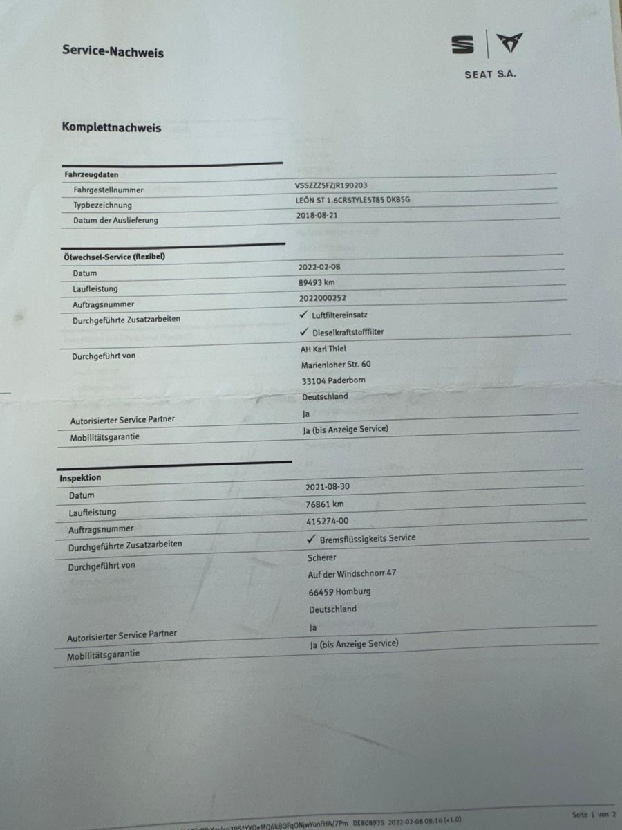 Fahrzeugabbildung SEAT Leon ST Style /NAVI/KLIMA/SCHECKHEFT/