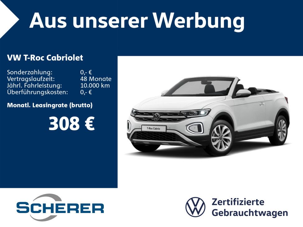 Volkswagen T-Roc Cabriolet 1,0 TSI Style NAVI SHZ RFK LED D