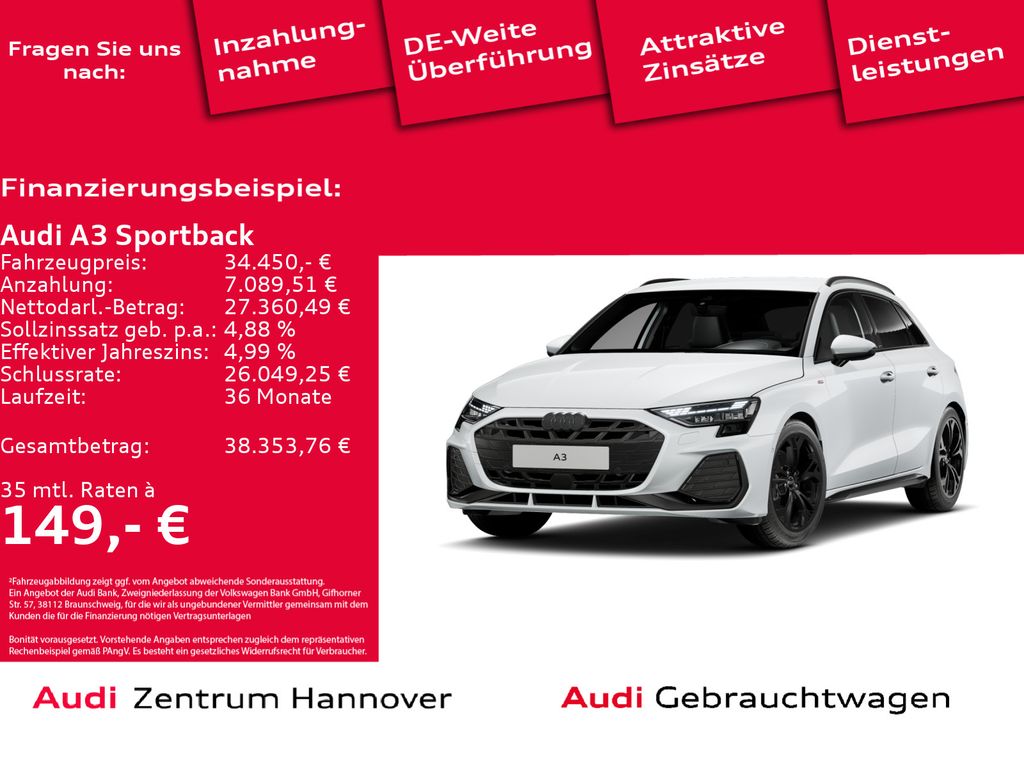 A3 Sportback S line 35 TFSI virtual DAB Navi