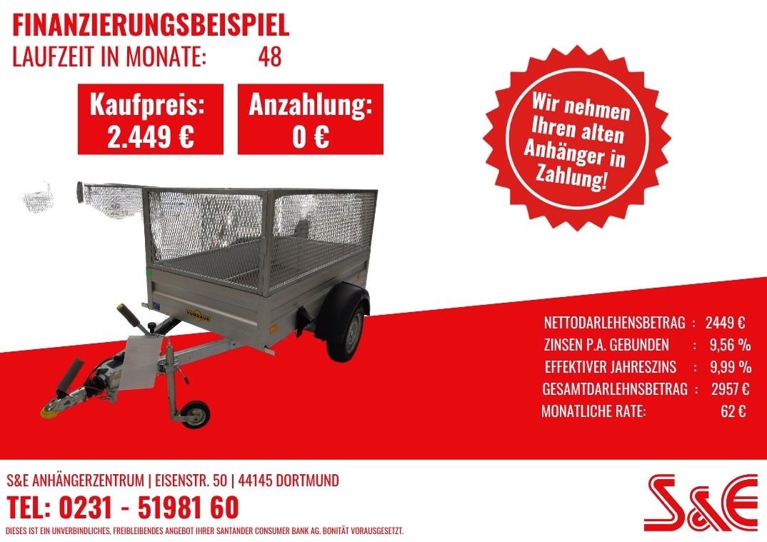 Humbaur PKW Anhänger  1000 kg HA102111 Stahlgitter 60 cm