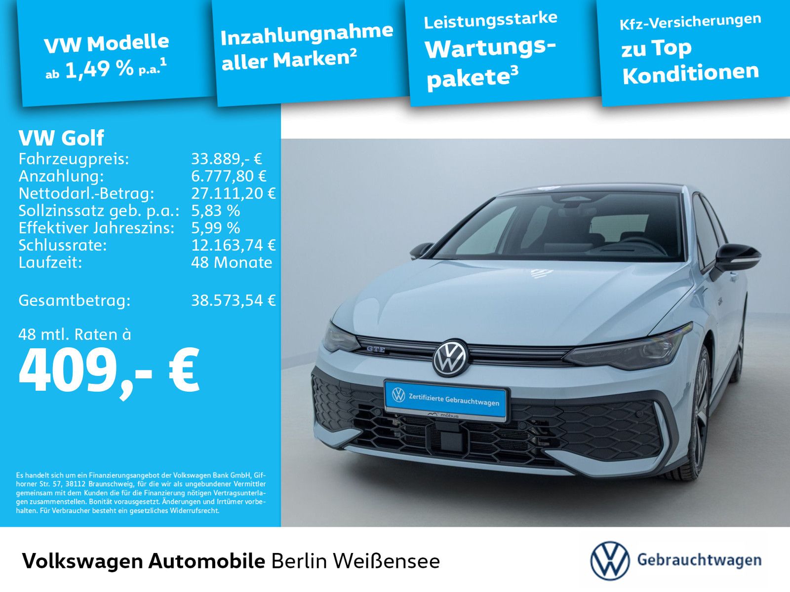 Volkswagen Golf VIII 1.5 eHybrid GTE*DSG*NAVI*RFK*ACC*MATRI imagem 2