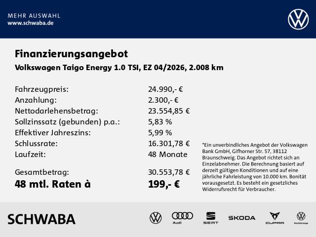 Volkswagen Taigo Energy 1,0TSI 85KW DSG *IQ.LIGHT*ab 199,-€, миниатюра 4