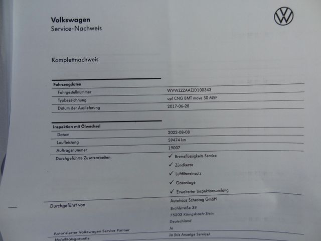 Fahrzeugabbildung Volkswagen up! move up! EcoFuel/Klima/SitzH/1.Hand/Garantie