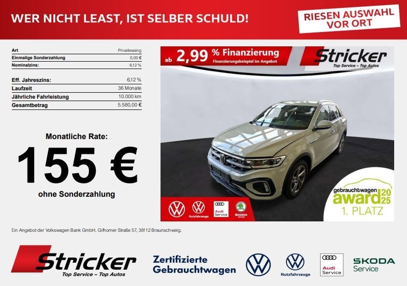 Volkswagen T-Roc R-Line 1.0TSI 155,-ohne Anzahlung Sitzh. A