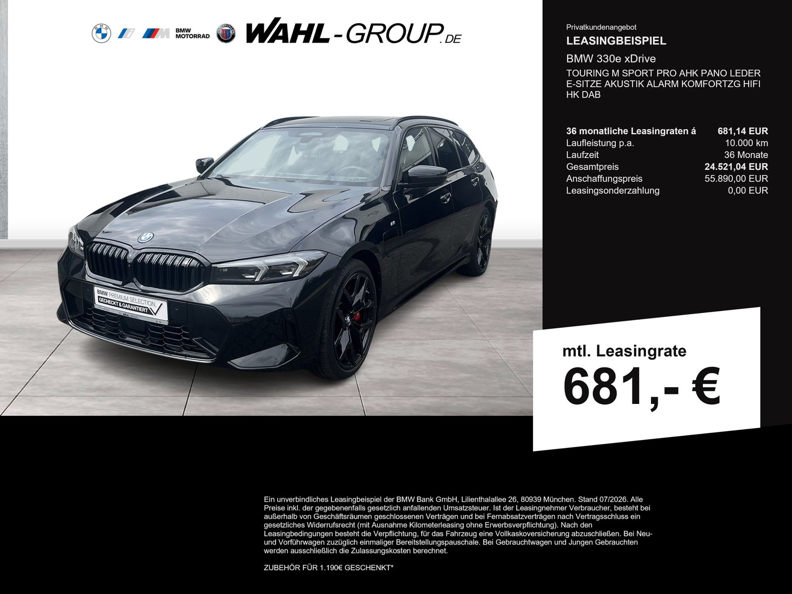 BMW 330e xDrive TOURING M SPORT PRO AHK PANO LEDER E