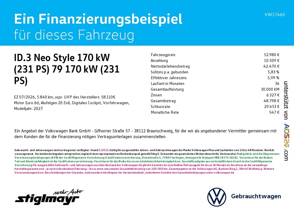 Volkswagen ID.3 Neo Style 170 kW (231 PS) 79 kWh 1-Gang-Aut imagem 2