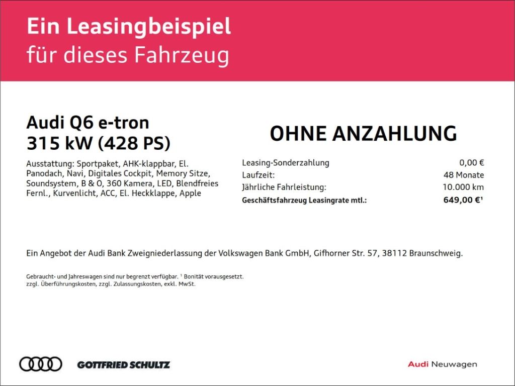 Audi Q6 e-tron SUV quattro 315 kW S line business imagem 2