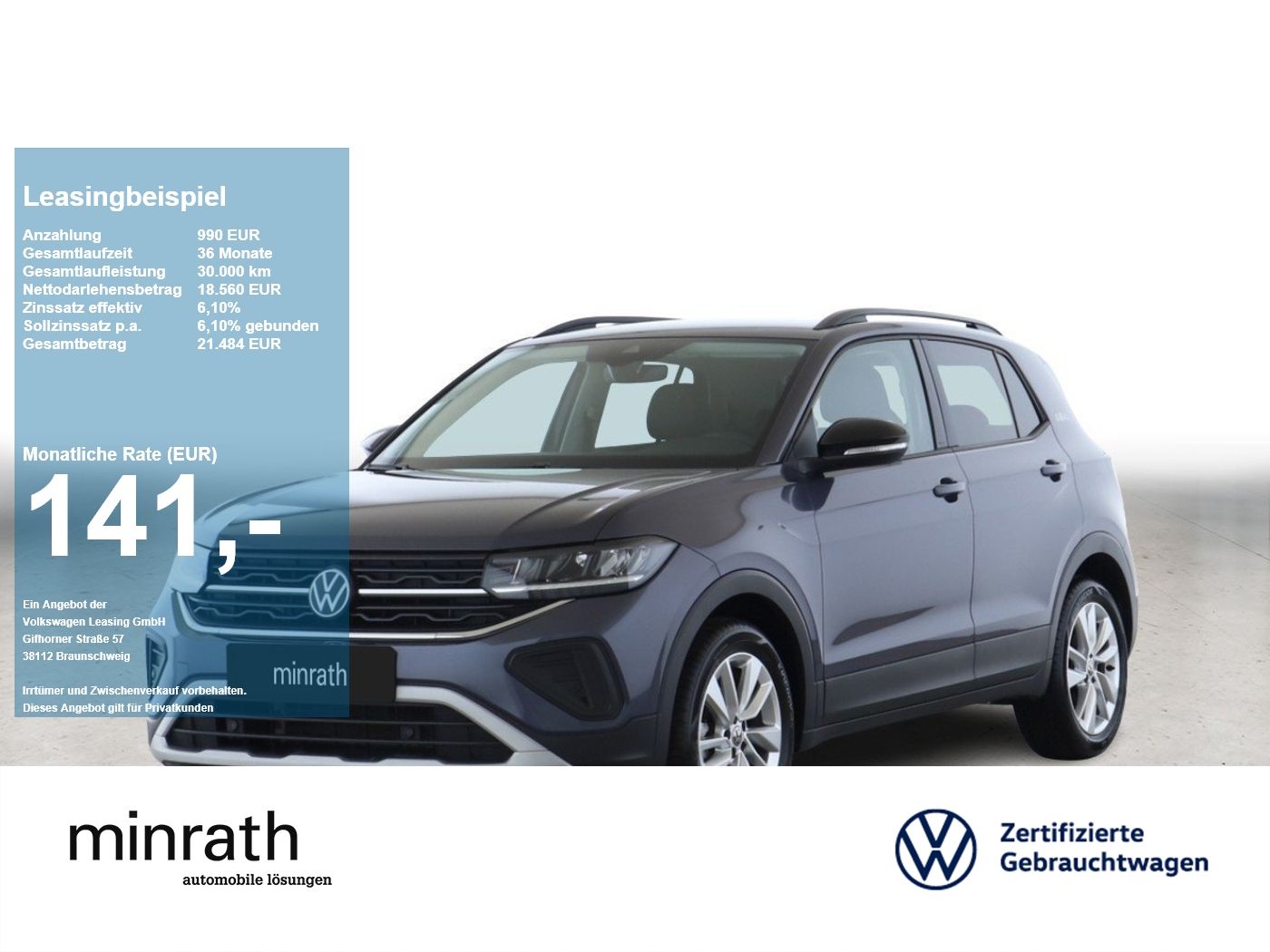 VW T-Cross GOAL 1.0 TSI ACC+LED+NAVI+APP+SHZ+PDC+LM