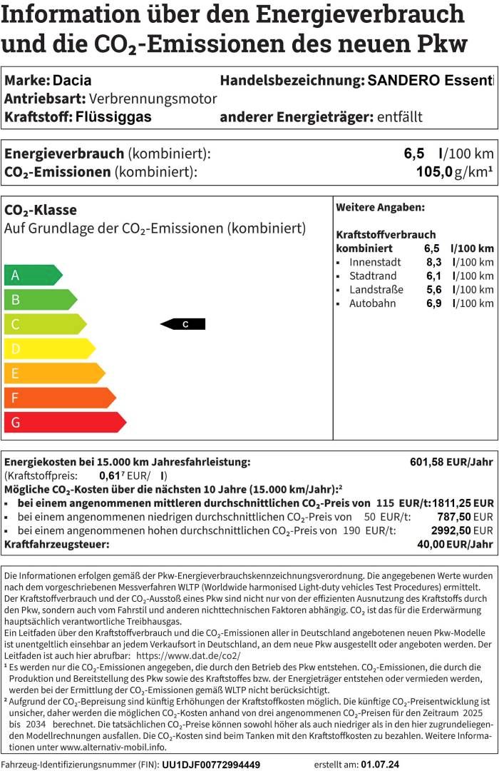 Fahrzeugabbildung Dacia SANDERO Essential ECO-G 100