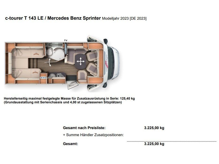 Fahrzeugabbildung Carthago c-tourer T143 LE Sprinter 417 DISTR 24"TV 3xBett