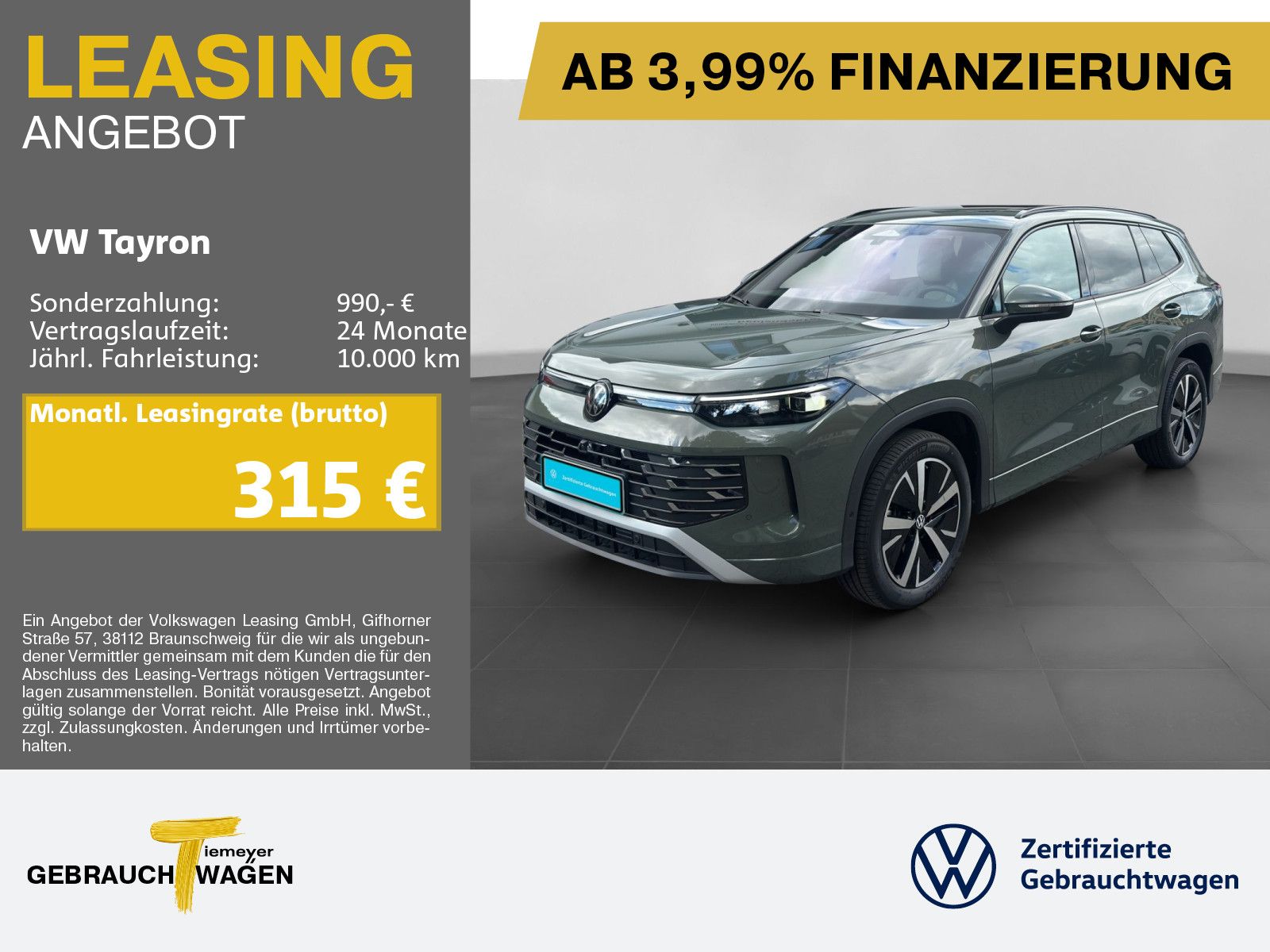 Volkswagen Tayron 2.0 TDI 4M ELEGANCE LEDER PANO STHZG LM19