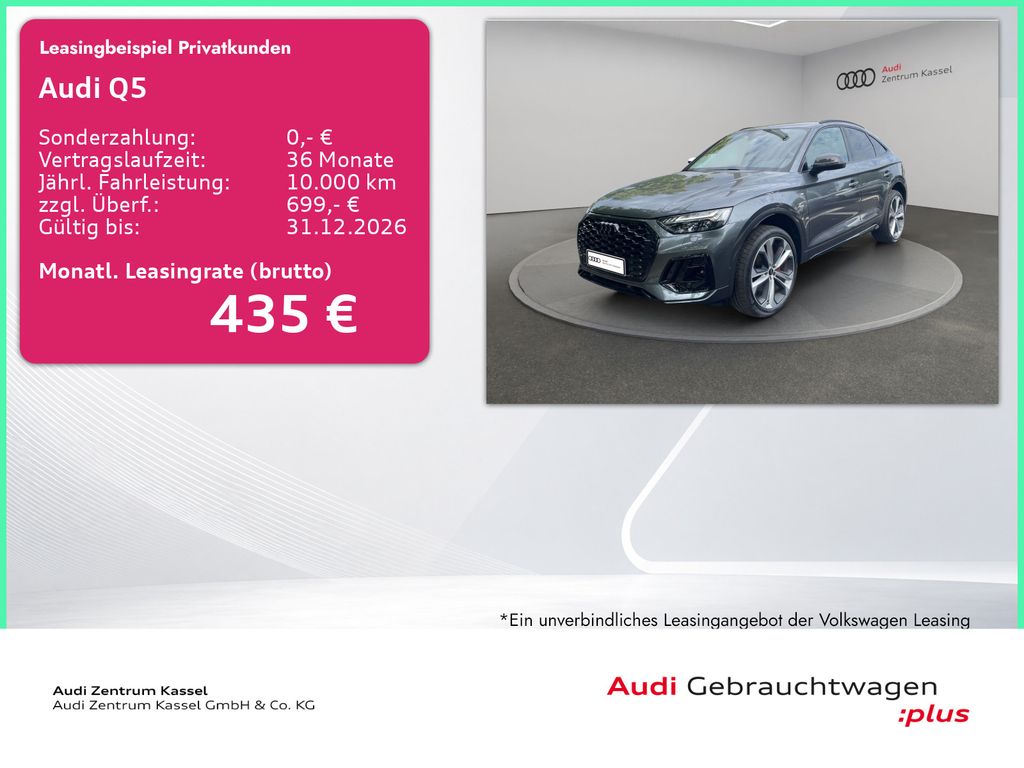 Abbildung Leasingangebot Audi Q5 SB 40 TFSI qu S line Matrix AHK StandHZG 360°