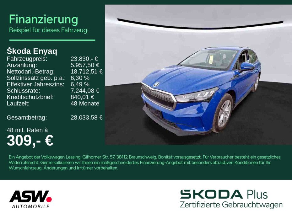 Skoda Enyaq 2023, Automāts, SUV/Apvidus, Zils — Latvijā