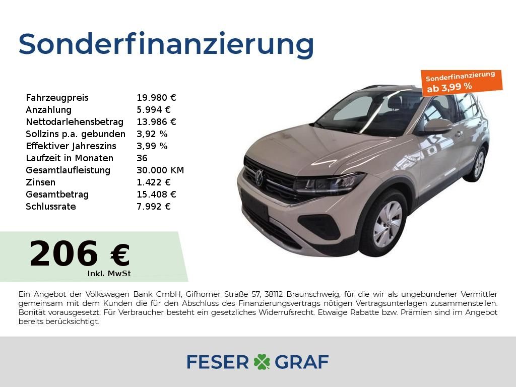 T-Cross Life 1.0 TSI RFK ACC SHZ LED Virtual Nav