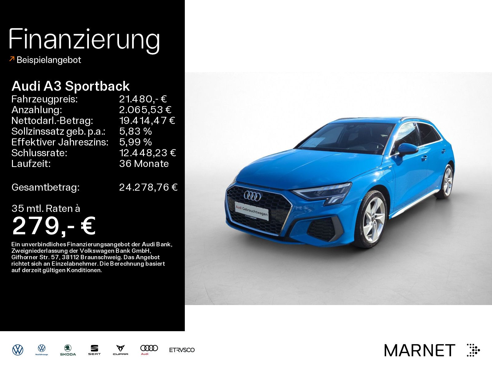 Audi A3 Sportback 40 TFSI e S line*Navi*LED*Alu*PDC*V