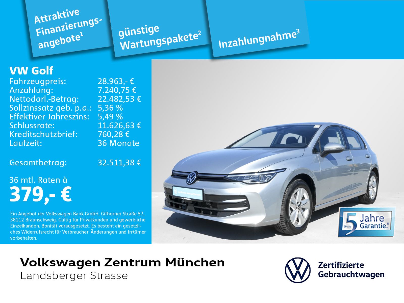 Volkswagen Golf VIII Life 2.0 TDI ACC IQ.Light Navi RearVie imagem 2