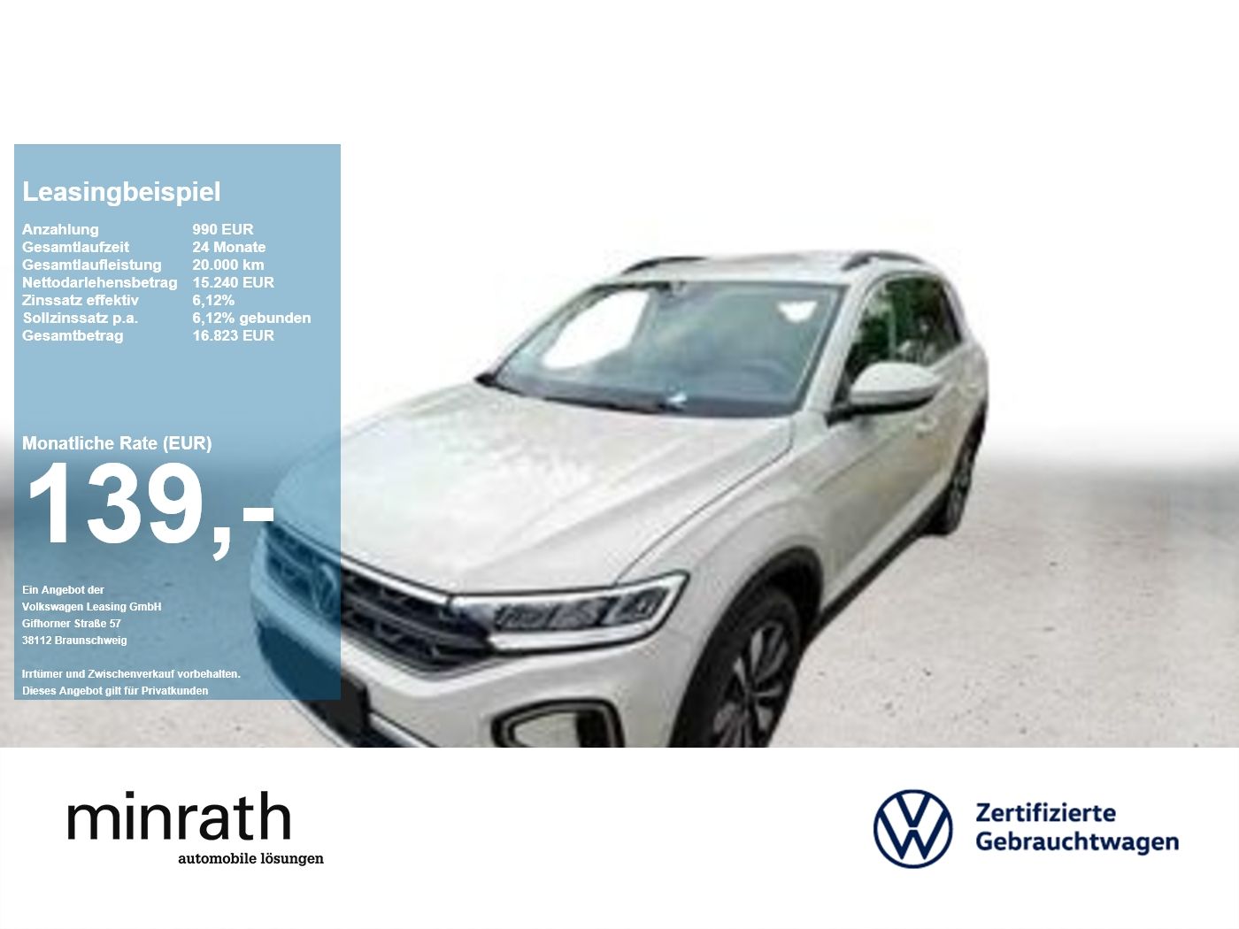 Volkswagen T-Roc MOVE 1.0 TSI AHK+LED+APP+2xPDC+VIRT+SHZ+LM