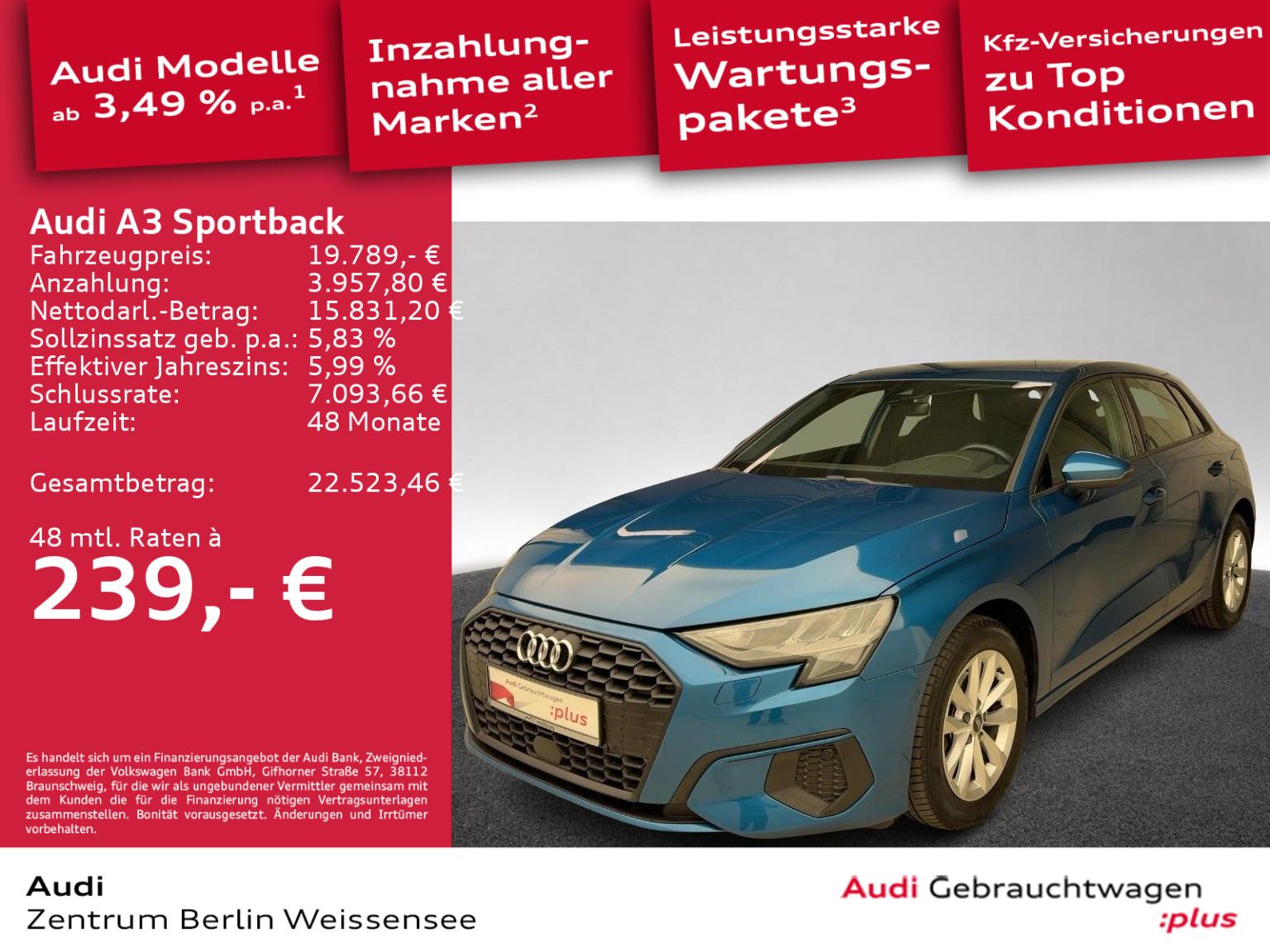 Audi A3 Sportback 30 TDI S-TRO*NAVI*ACC*VIRTUAL*DAB*, миниатюра 2