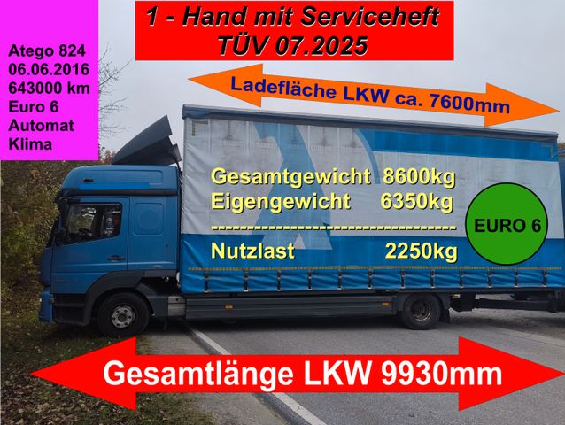 Mercedes-Benz Atego 824 L,€6,Autom.1Hd. Klima,Abstandstempomat