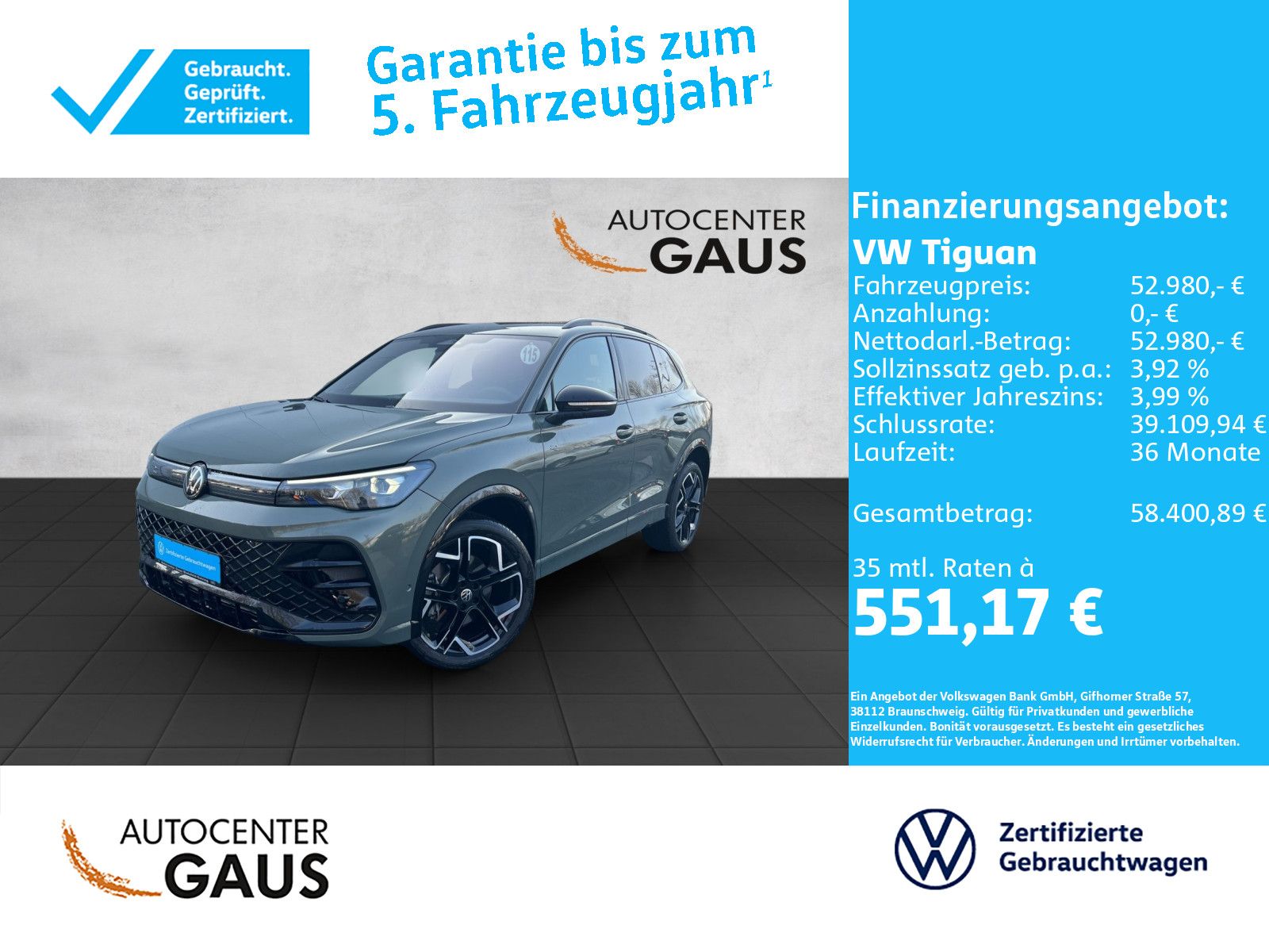 Tiguan R-Line 2.0 TDI 4M DSG Leder*AHK*Black Sty