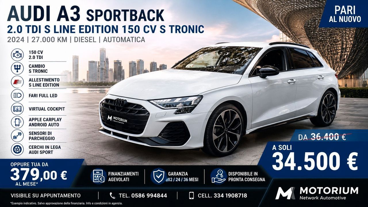 Audi AUDI A3 SPORTBACK 2.0 TDI S LINE EDITION 150 CV