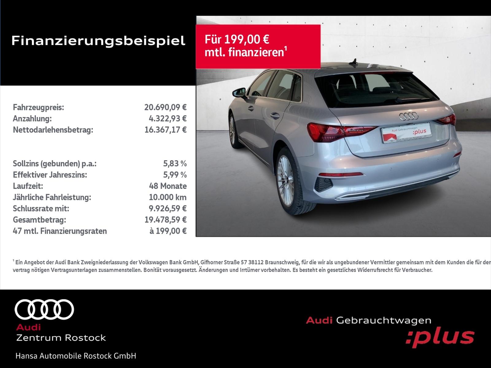 Audi A3 Sportback 35 TFSI S tronic+Navi+Led+Virt Cock