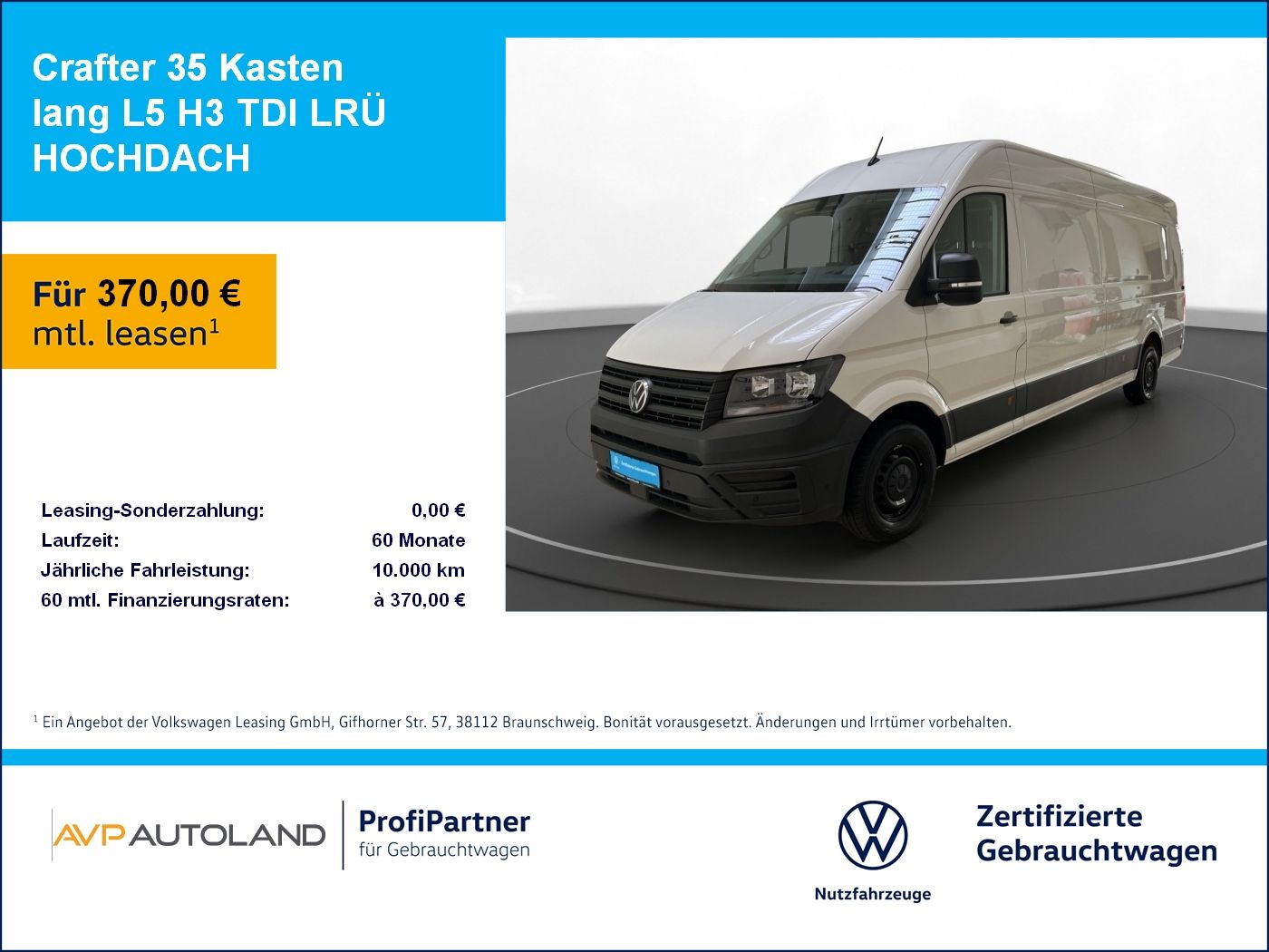 Volkswagen Crafter 35 Kasten lang L5 H3 TDI LRÜ HOCHDACH