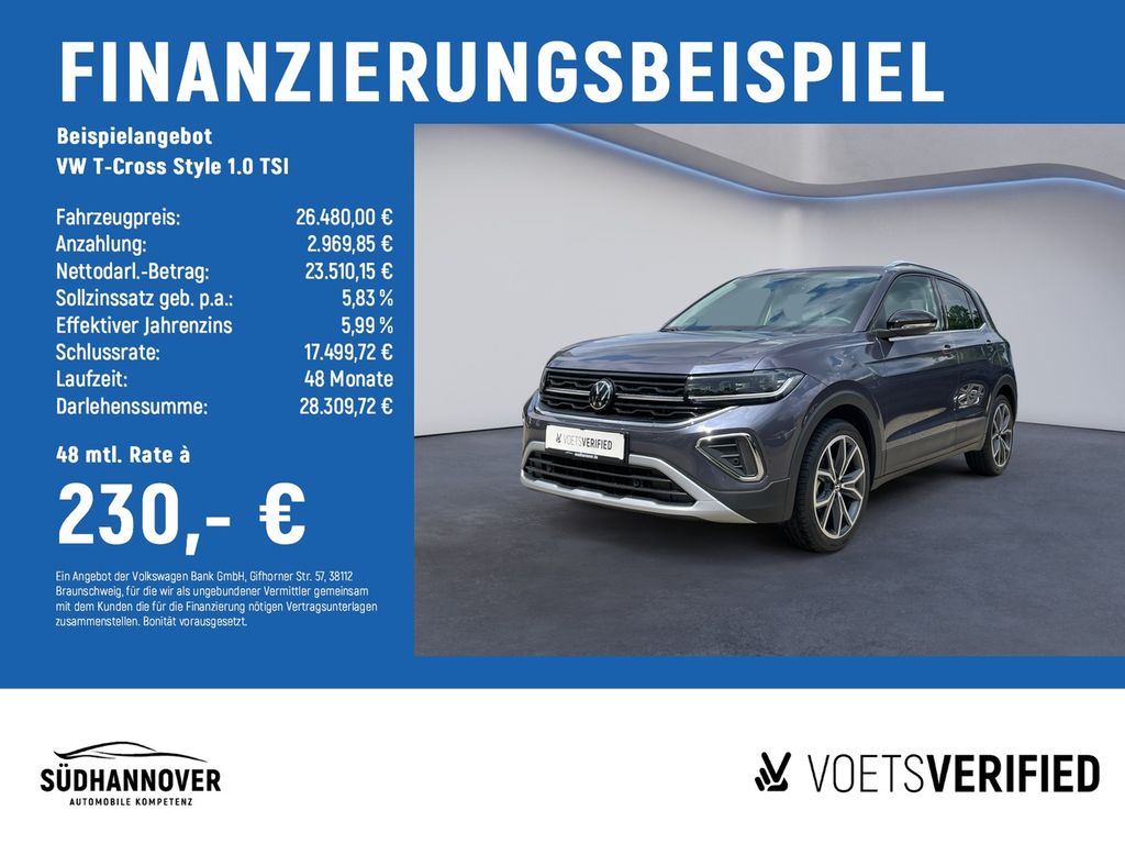 T-Cross Style 1.0 TSI Rear View+PDC+LED