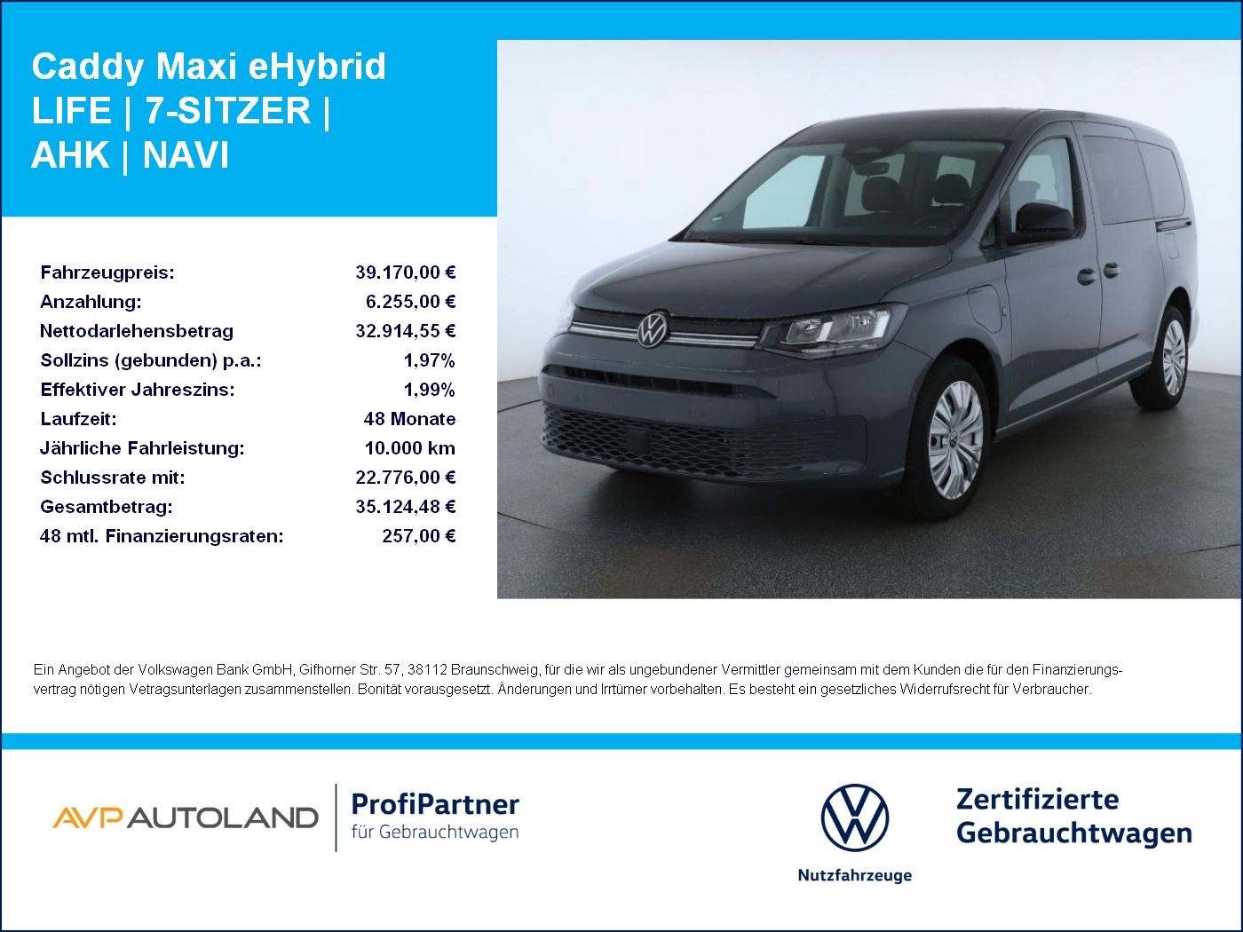 Volkswagen Caddy Maxi eHybrid LIFE | 7-SITZER | AHK | NAVI