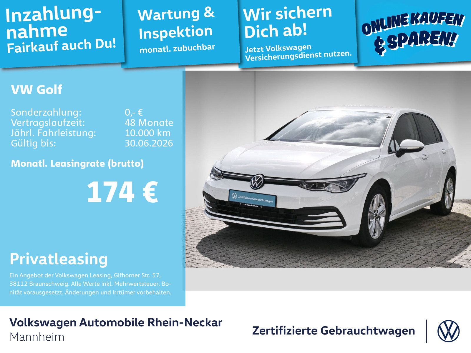 Volkswagen Golf VIII 1.5 TSI Life GAR2027 Navi Kamera LED U