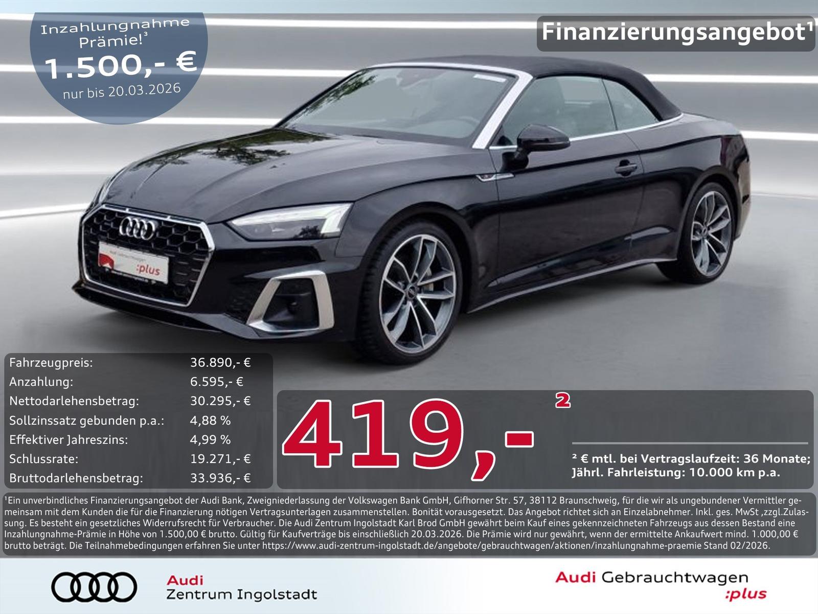 Audi A5 Cabriolet 40 TDI qu 2x S line MATRIX AHK 19"