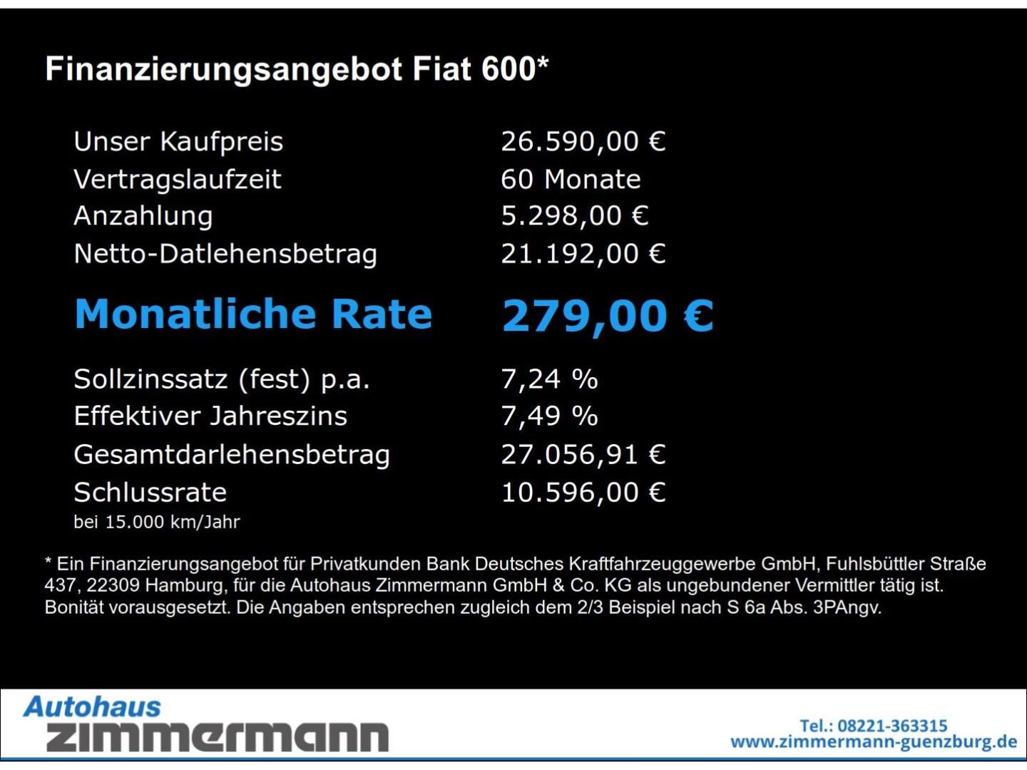 Fiat 600 1.2 Hybrid Business Edition Navi LED Kamera 