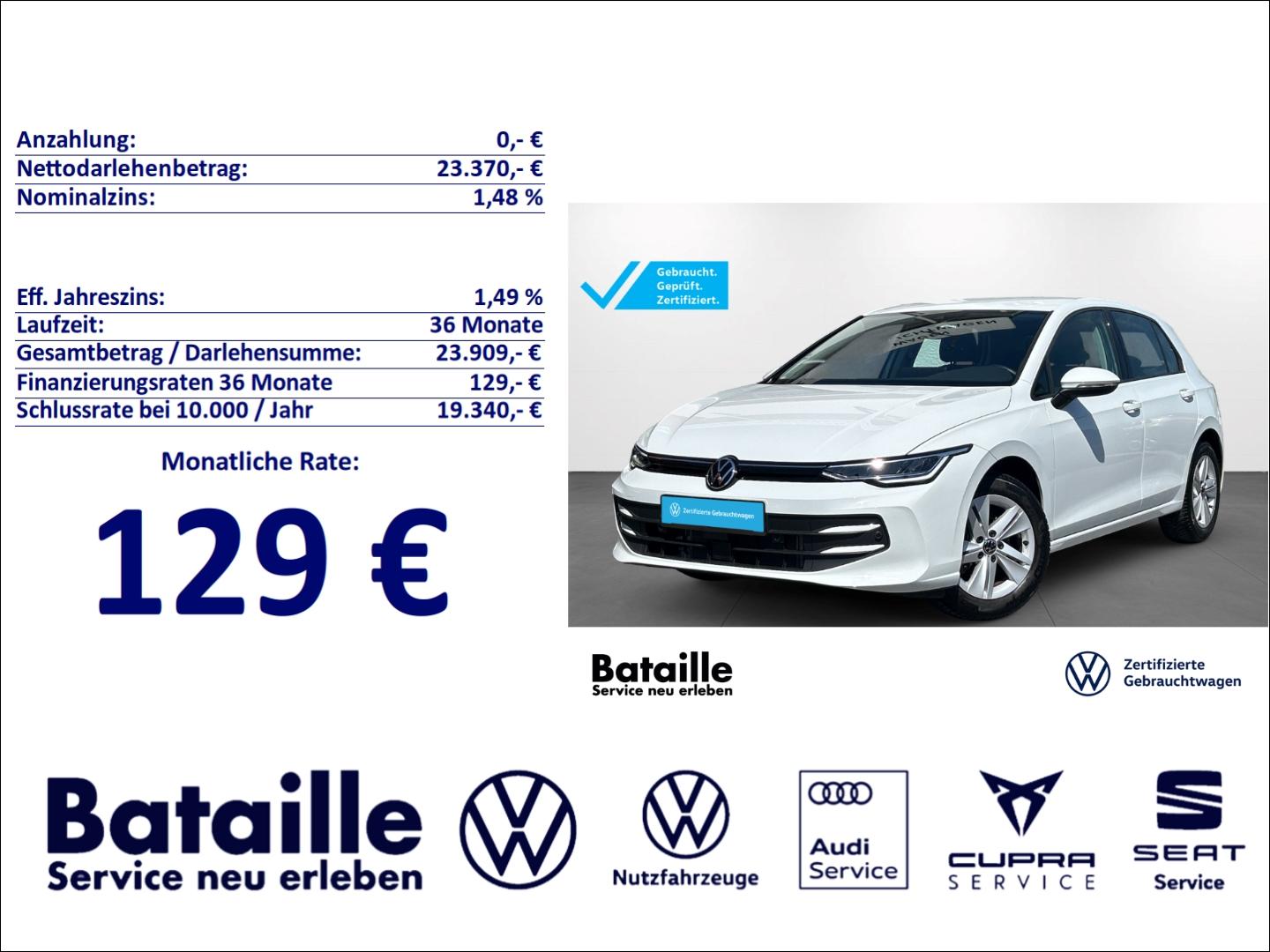 Volkswagen Golf VIII 1.5 TSI Life AHK Navi ACC SHZ GJR